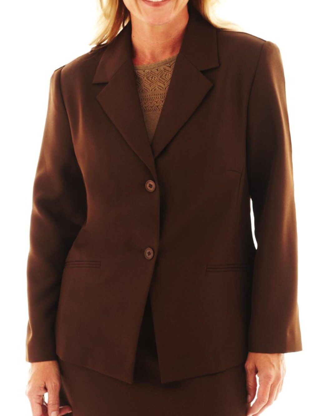 3/$50 NWT Alfred Dunner Classics Brown Suit Jacket 24W Plus Size 2 Button Blazer